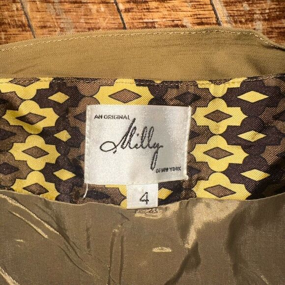 Milly luxe tan tie waist New Yorker business casual elegant 4 skirt - Picture 2 of 3